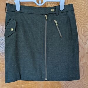 J. Crew Charcoal Mini Skirt with Gold Accents With 40% Wool.